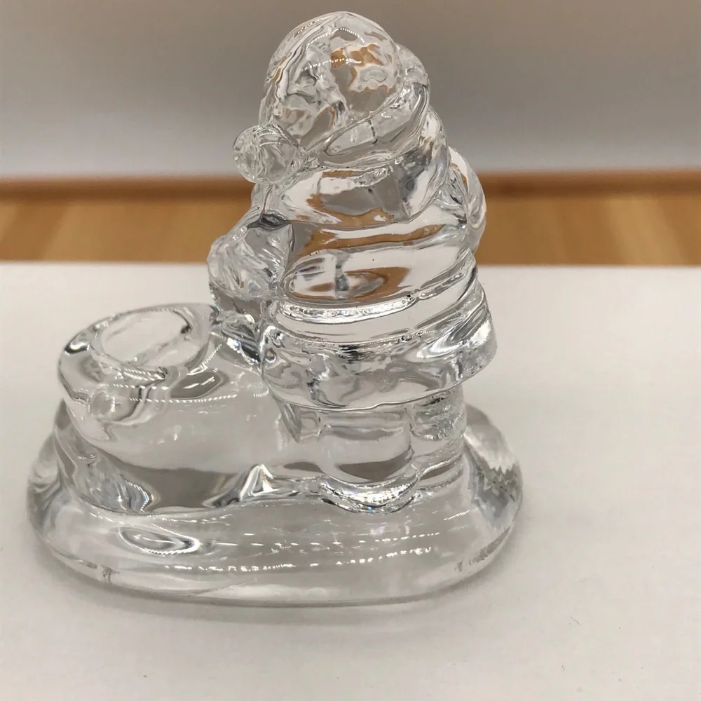 Williams Sonoma Santa Candle Holders 4 piece NWT Clear Glass